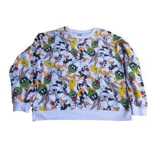 Looney Tunes Allover Print Womens Sweatshirt XL Ladies 15-17 Daffy  Bugs Bunny